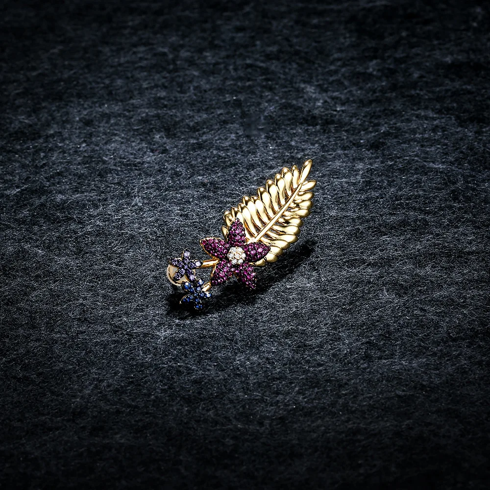 

APM STYLE High Quality 925 Sterling Silver Tropical Flower Leaf Ear Studs Ear Bone Clip A Stylish Temperament Earrings