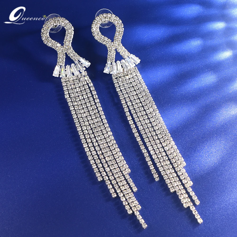2023 Aesthetic Trend Woman Long Earrings With Stones Zircon Crystals Korean Style Particular Piercing Ear Dropshipping Jewellery