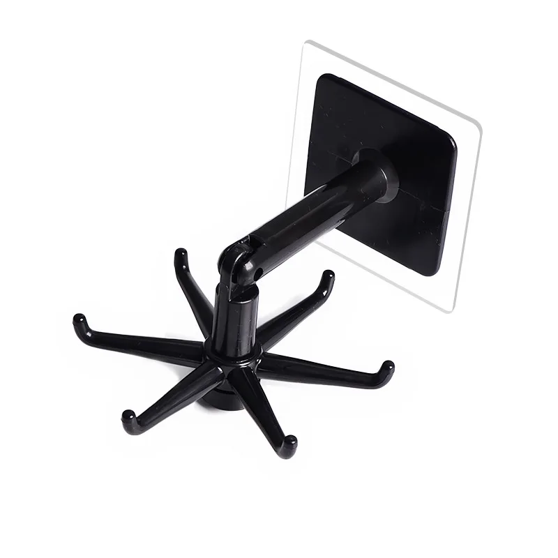 

Вращающийся крючок с 6 зажимами, креативный Многофункциональный вращающийся на 360 градусов кухонный крючок для хранения, подвесной, без отверстий и без следов