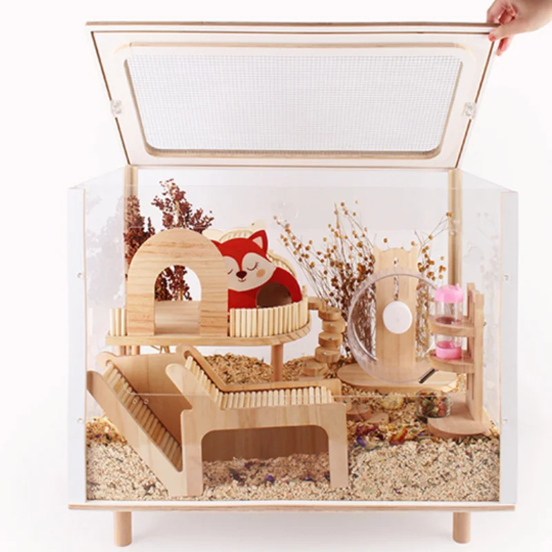 High-End Luxury Hamster Cage Oversized Villa Acrylic Cage Raising Golden Bear Flower Branch Rat Rudin Chicken