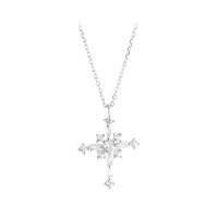 sterling silver necklace womens european and american diamond encrusted cross snowflake pendant collarbone chain lovers gift