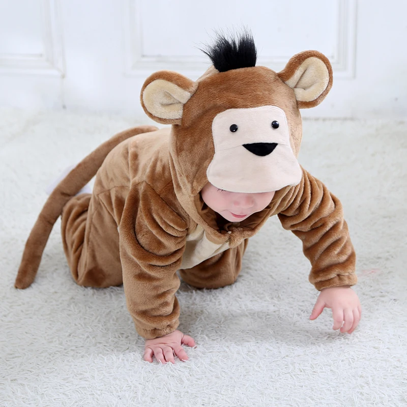

Cosplay Monkey Costume Newborn Baby Clothes Romper Onesie Carnival Halloween Soft Warm Outfit Ropa Bebe 0-3Y Toddler Suit