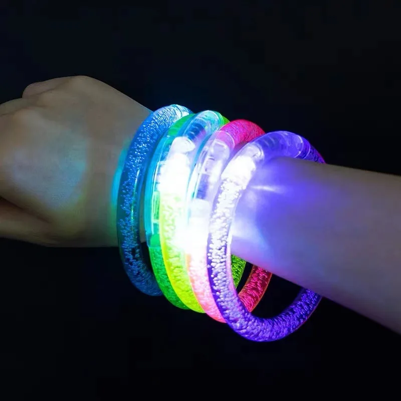 

6Pcs/Lot 8CM Mix Color Acrylic Flash Luminous Bracelet Luminous Bracelet Bar Night Party Decoration Gifts For Guests
