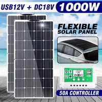 500W 1000W Solar Panel Solar Cells Bank Pack Outdoor Battery Supply For Car RV Yacht Battery Boat Charger With 30A Controller