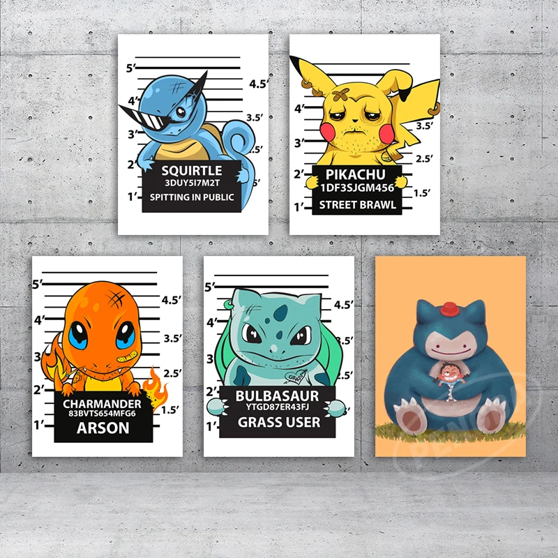 

Home Decor Painting Snorlax Canvas Poster Wall Art Pokemon Animation Modular Pictures Blue Gluttonous Bear Hd Prints Living Room