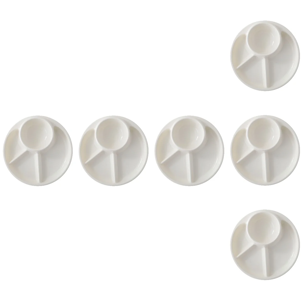 

6 pcs Divided Dinner Plate Diet Dining Plate Home Tableware (White)