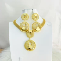 necklace earrings set of gold color fashion jewelry ladies wear party wedding anniversary