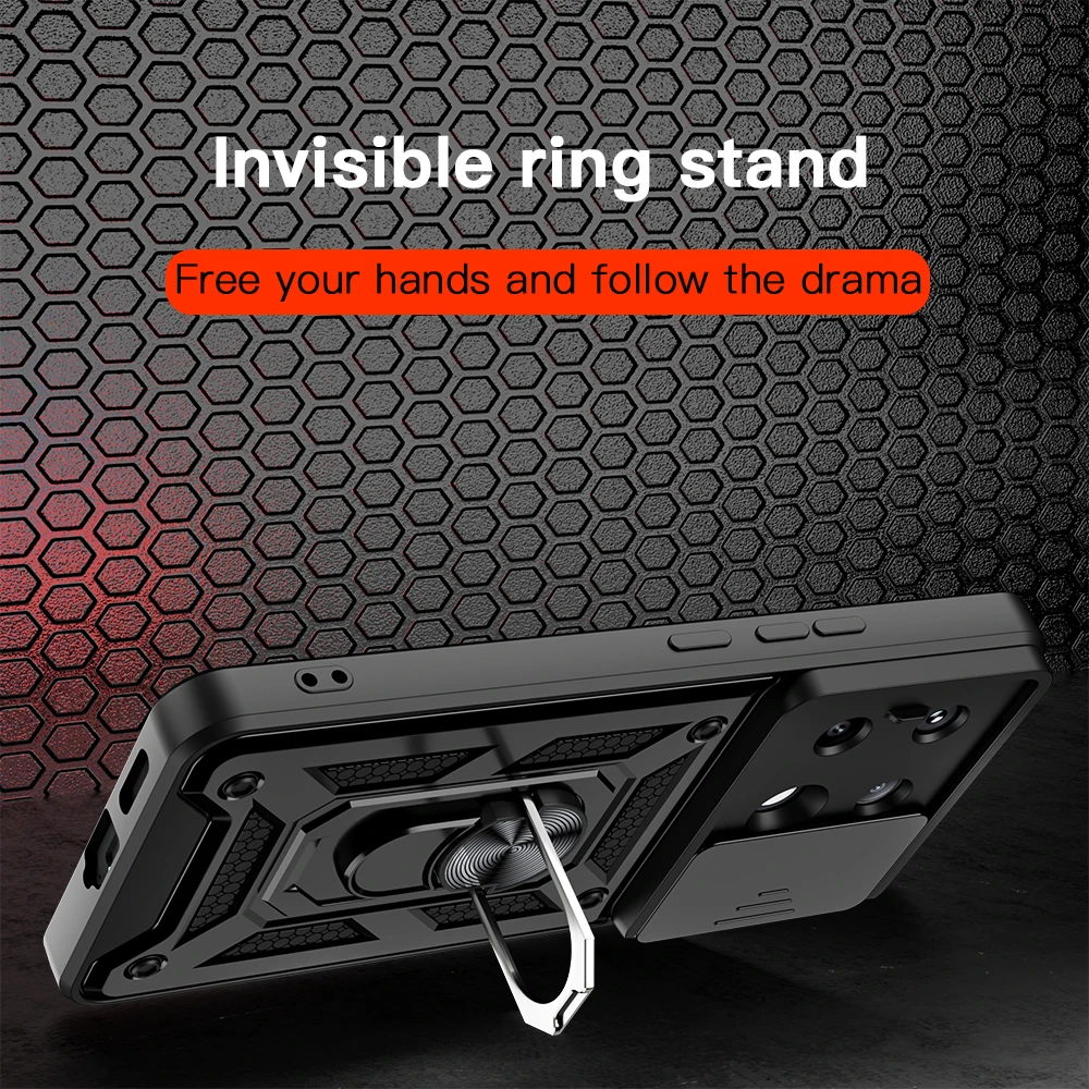 Противоударный чехол KEYSION для Xiaomi POCO X6 Pro M6 защитный с кольцом камеры телефона Redmi