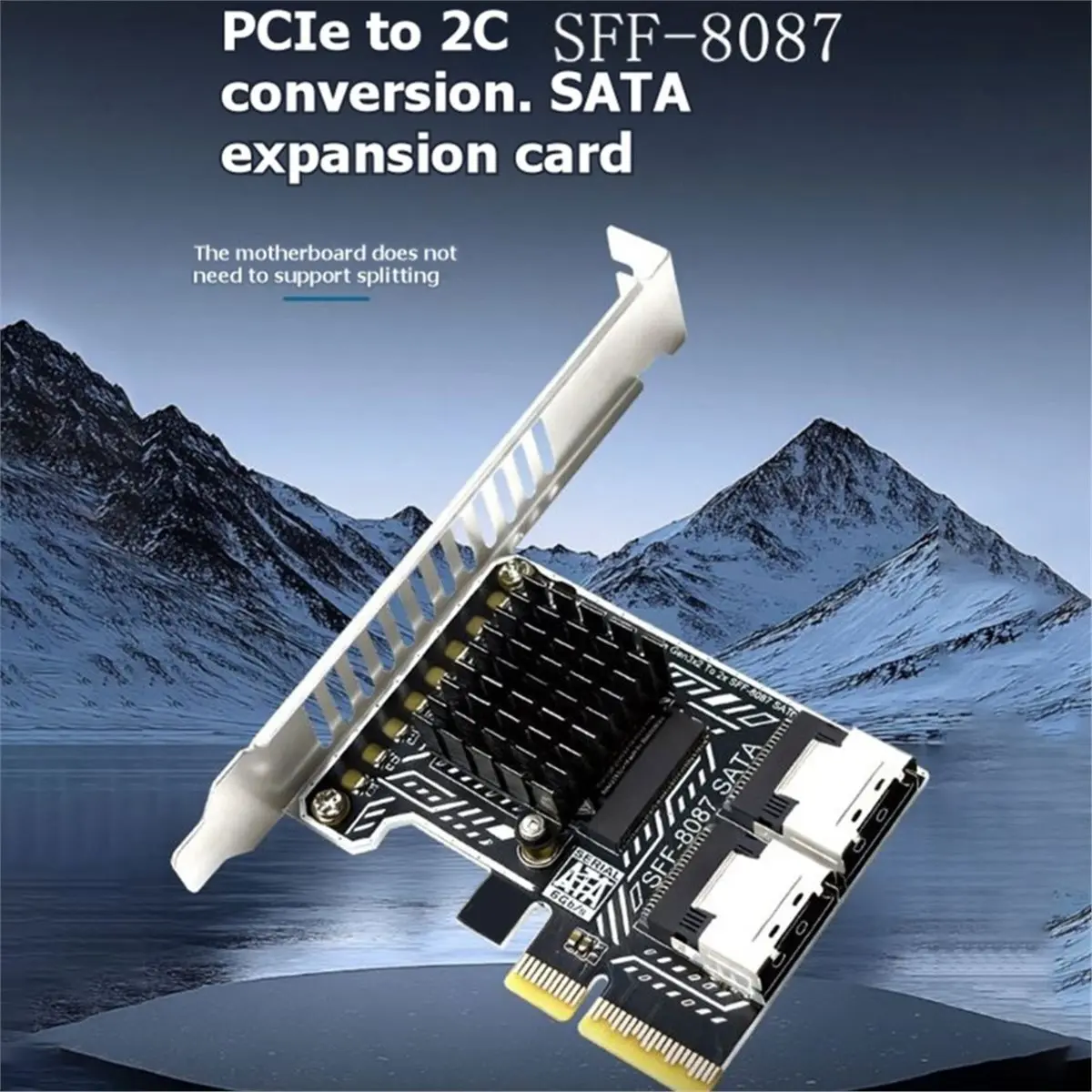 Фото (A12R) Карта расширения PCIe на 2 порта SFF-8087 Mini SAS 4i на SATA 3.0 6 Гбит/с, поддержка 8 HDD, PH5087, полноразмерная №2