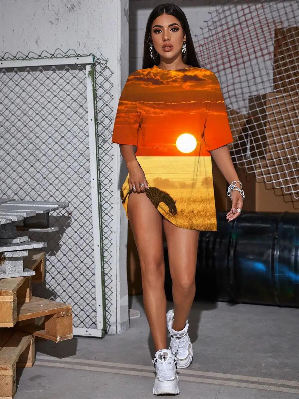 

Женская футболка с принтом «Зебра», в стиле панк-рок