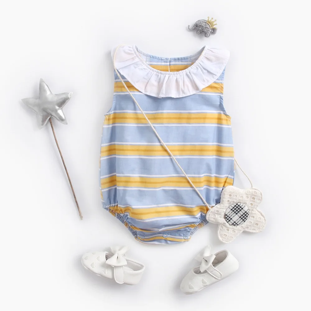 

Newborn Summer Romper Baby Jumpsuit Spring and Summer Newborn Stripe Flounces Baby Clothes Baby Baby Girl Clothes Baby Clothes