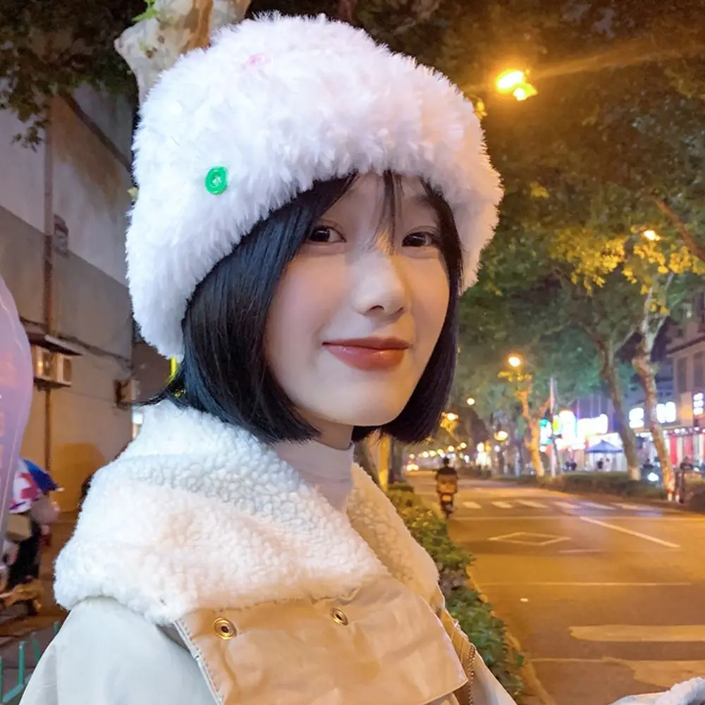 

Winter Women Bucket Hat Cute Soft Knitted Fisherman Hat Buttons Wool Outdoor Warm Panama Cap For Woman Windproof Earflap Hats