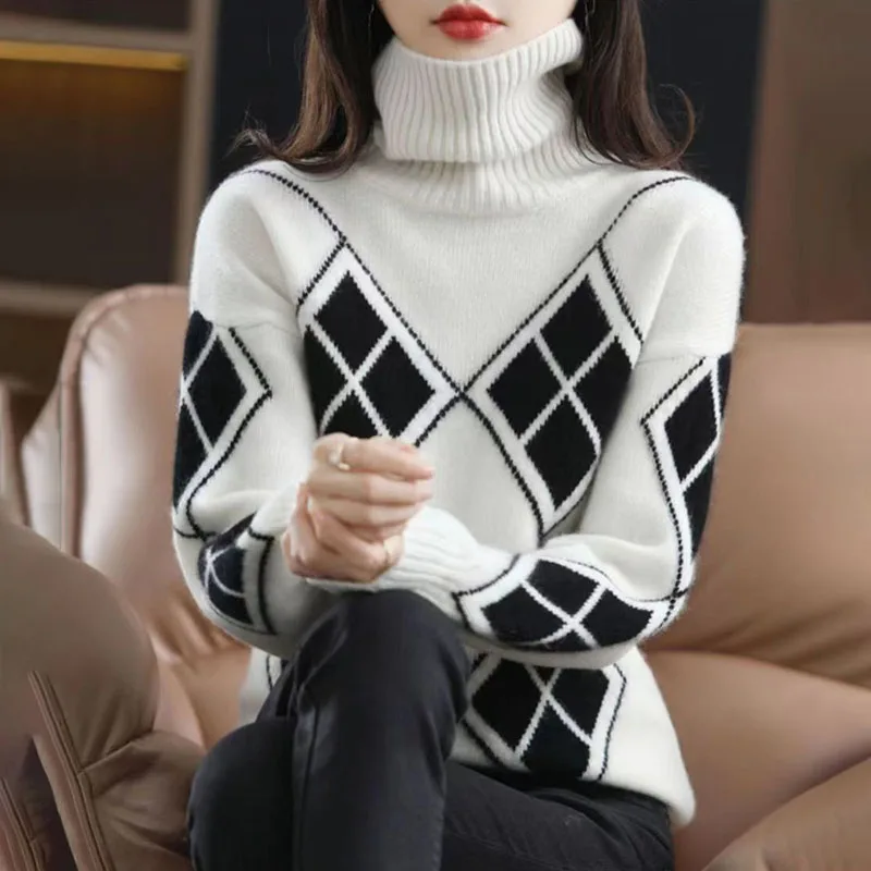 Пуловер с высоким воротником свитер женская верхняя одежда новинка пушистый на