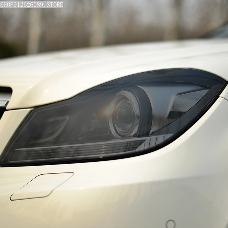 

Защитная пленка для автомобильной фары, дымчатый черный оттенок, виниловая прозрачная ТПУ-наклейка для Mercedes Benz C Class W204 C63 2011-2014