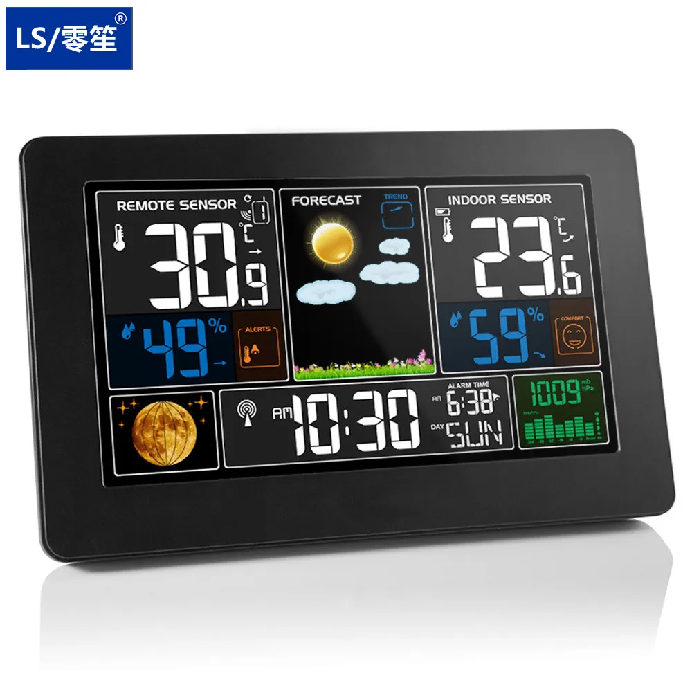 

LS Weather Station Clocks Wireless Indoor Outdoor Thermometer Table Clock With Temperature And Humidity Snooze Alarm Clock