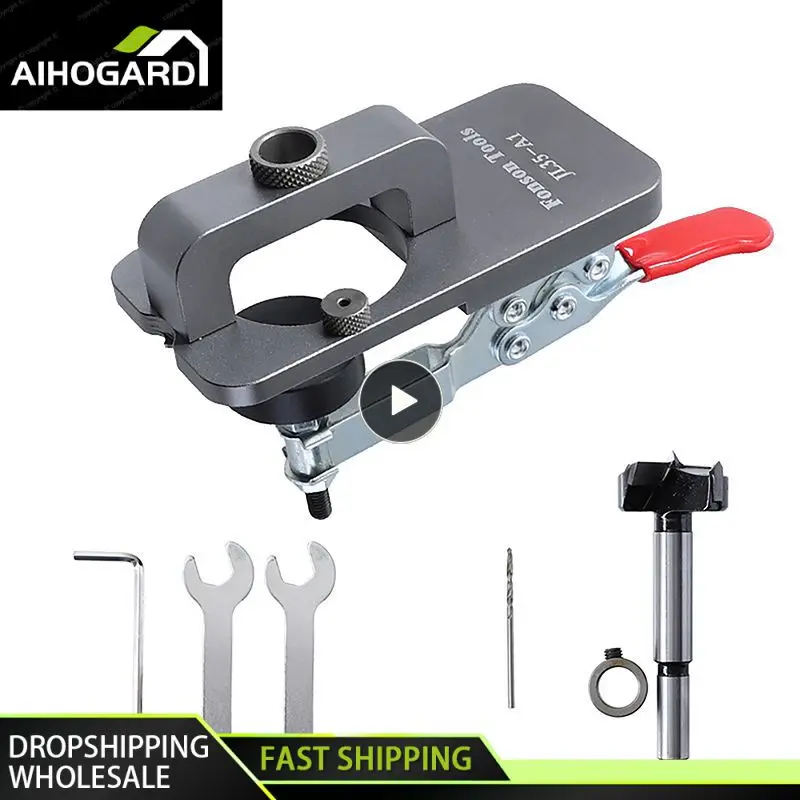 

Hole Drilling Guide Locator 35mm Hinge Boring Jig Woodworking Tools Aluminum Alloy Hole Opener Template Door Cabinets