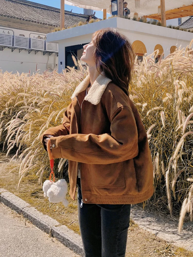 Кофейный цвет короткий пуховик с подкладкой женская зима 2024 новая корейская