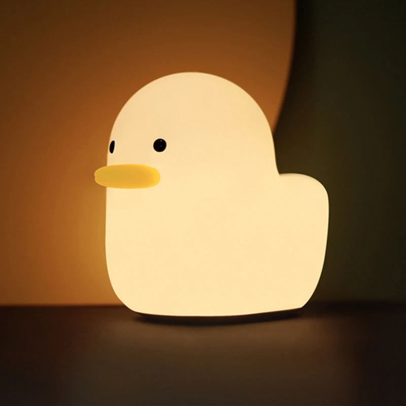 

Cartoon Dumb Duck Silicone Light USB Rechargeable Bedroom Bedside Night Light Touch Pat Light Eye Protection Atmosphere Light