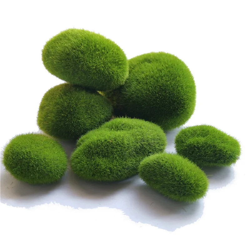 Искусственные камни из Моха 10 шт. 4 размера декоративные зеленые шарики для