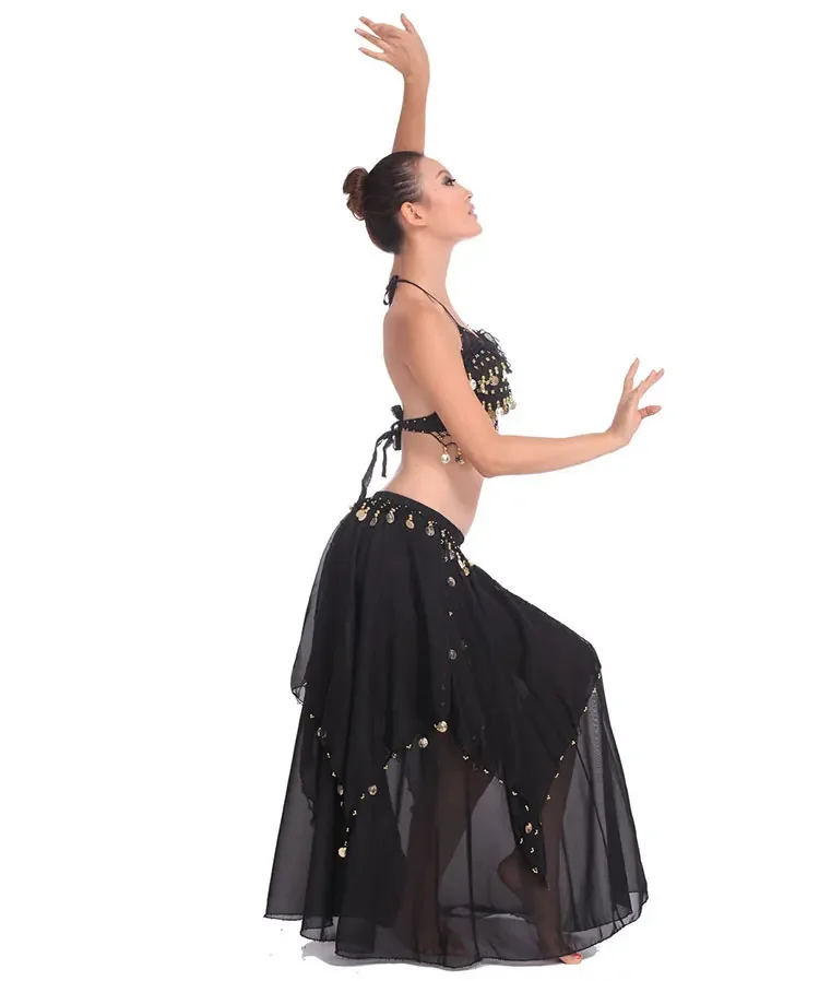 Фото Костюм для восточных танцев Belly Dancing Stage Performance, комплект из 2 предметов: топ-рубашка + юбка, белый цвет №2