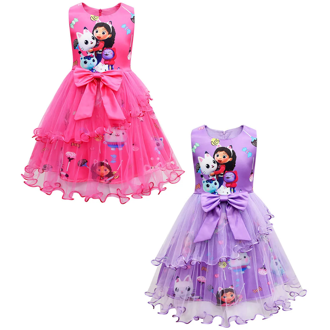 

Girls Gabbys Dollhoues Dress Children's Clothing Baby Girls Party Elegant Princess Long Tulle Kids Mesh Wedding Ceremony Dresses