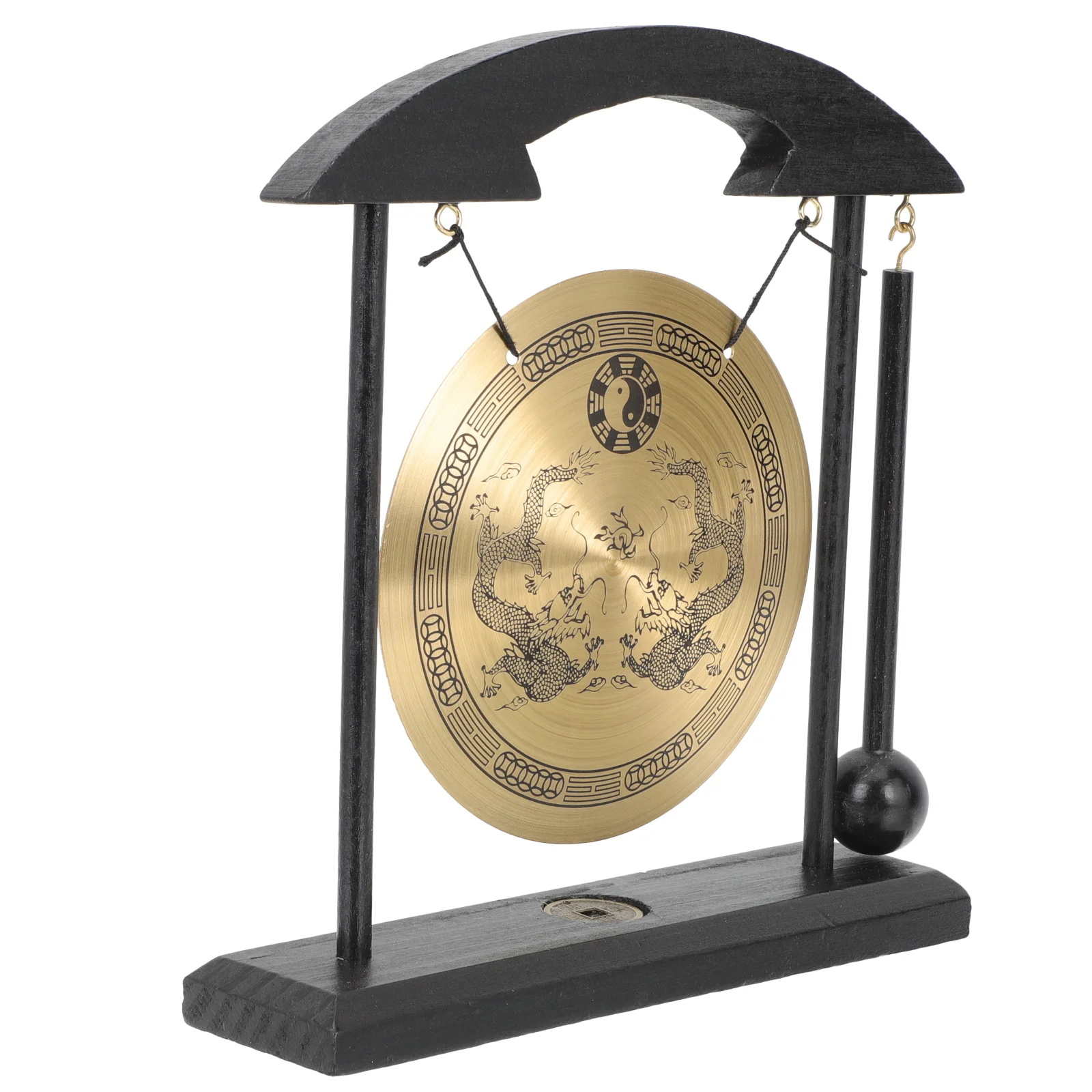 

Gong Chinese Bell Desk Tablemeditation Chime Zen Brass Giftdesktop Ornament Copper Standwind Decor Instrument Dragon Blessing