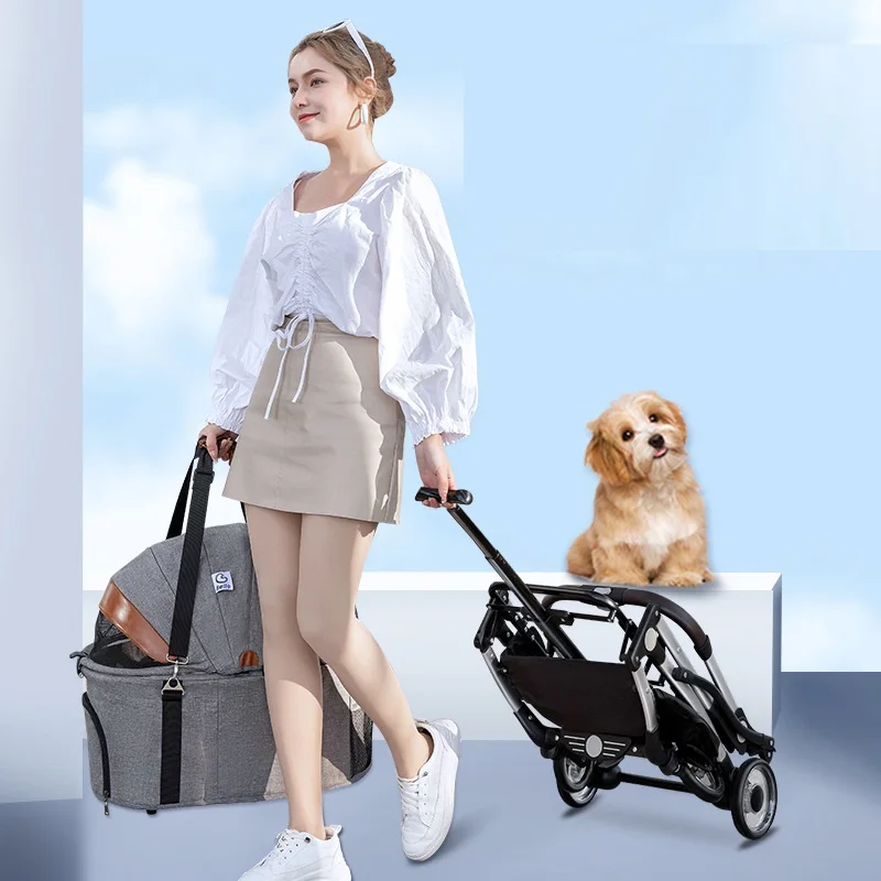 

Aluminium Pet Stroller for Corgi Teddy Cat Cart Load Bearing 15kg Strollers Foldable Dog Car Seat Cover Pets Bag Autostoelhoezen