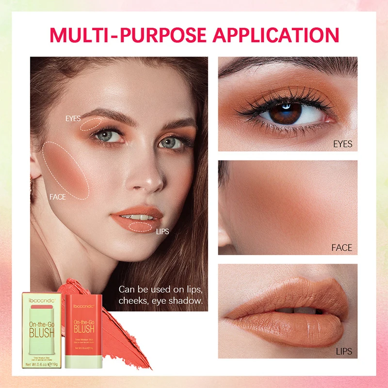 

New Powder Blusher Cream Stick 3-in-1 Eyes Cheek and Lip Tint Long Lasting Waterproof Multi Stick Makeup Korean Makeup