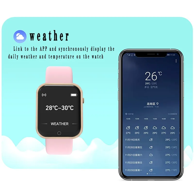 Hot Selling Exquisite Bluetooth Health Monitoring Women's Sports Rubber Smartwatch Women's Engagement Holiday Fashion Gifts