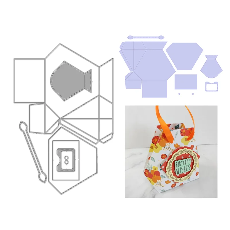 

New 2021 Christmas Treat Bag Gift Box Pocket Metal Cutting Dies Set Scrapbooking Embossing Frame Card Craft Easter stamp