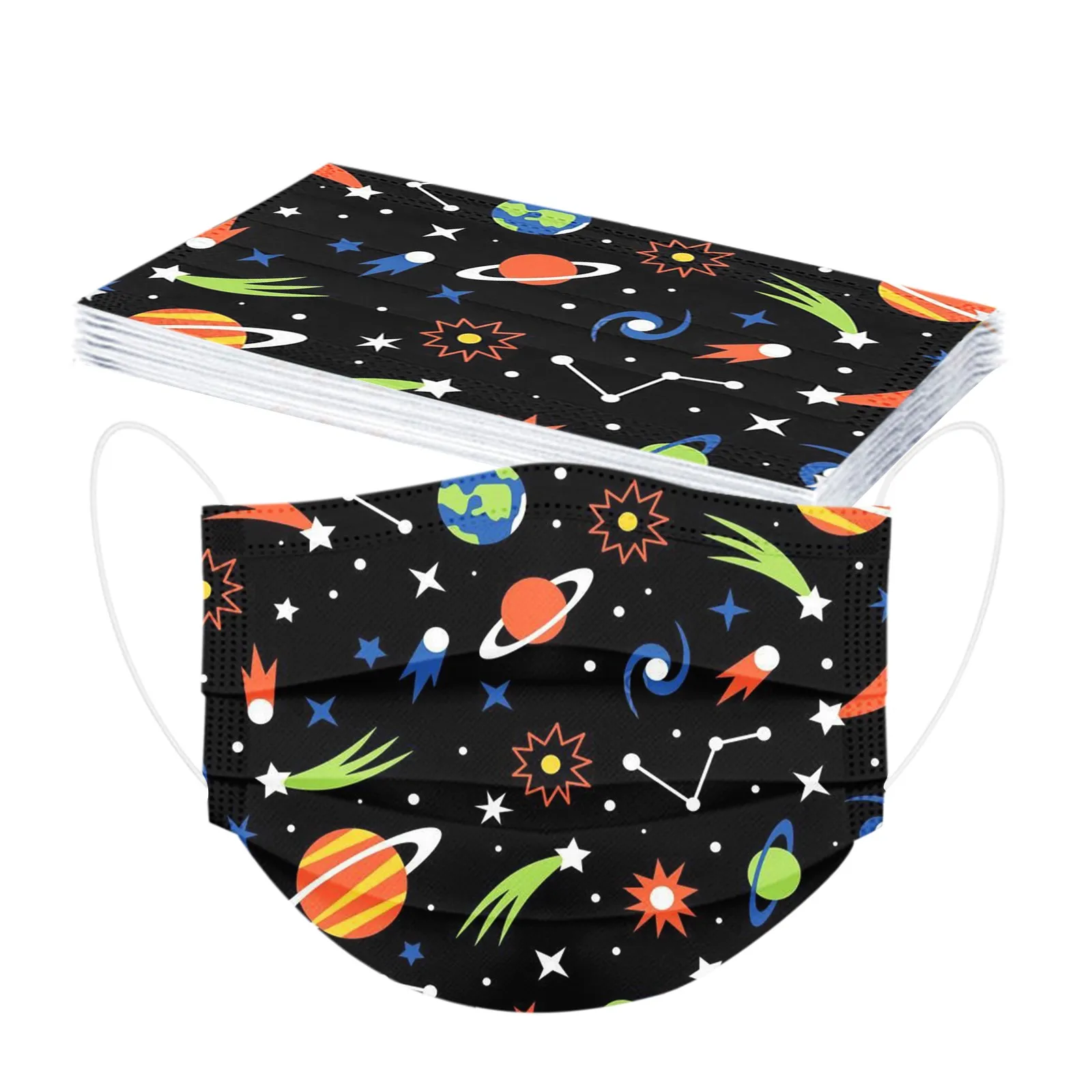 Детская одноразовая маска с мультяшным принтом Защитная ткань 3 слоя лица 10