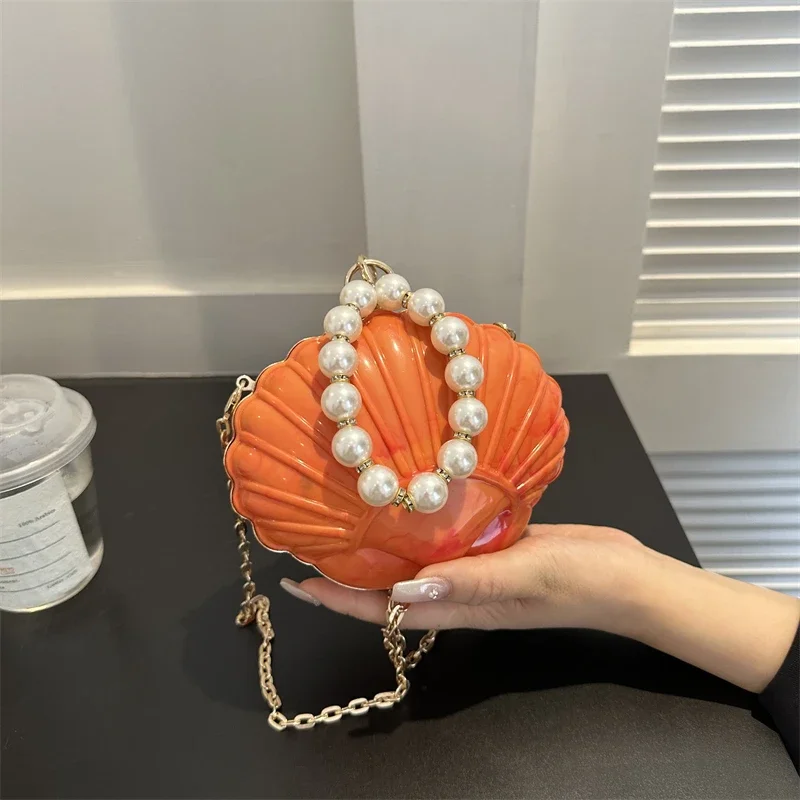 Прозрачная акриловая сумка через плечо с жемчужными ручками 5 цветов