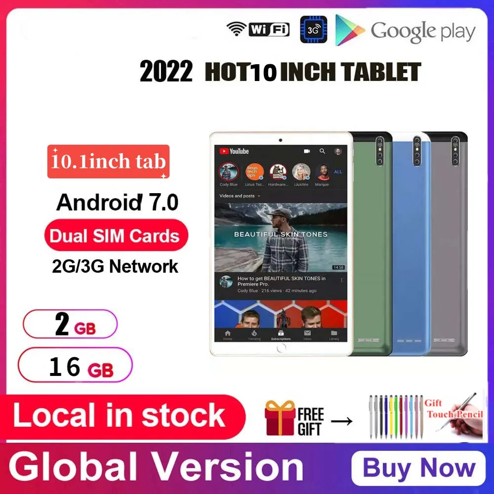 10.1'' Google Player P30 Android 7.0 Phone Call 3G Tablet PC Quad Core 2G RAM 16GB ROM MTK6735 ARM Cortex A7 1280*800IPS Netbook
