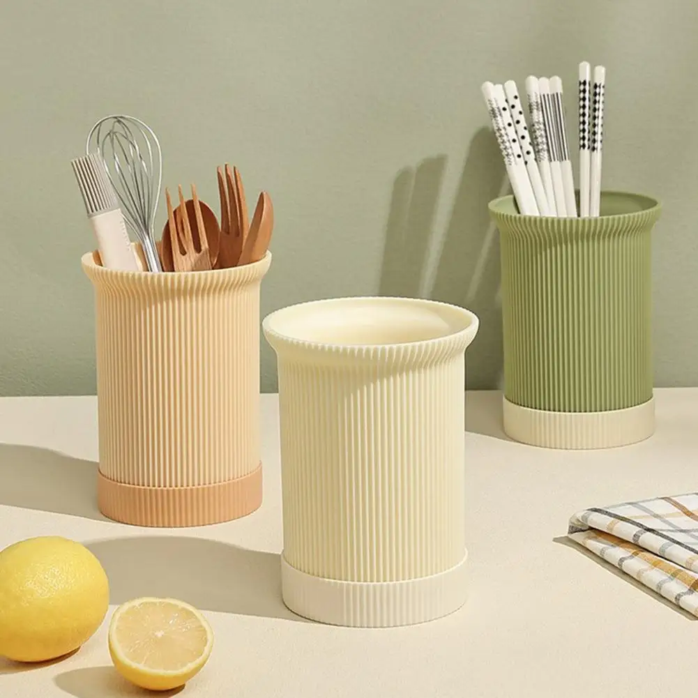 

Simplicity Utensil Holder 3D Vertical Stripe Chopsticks Organizer Damp-proof Highly Pigmented Chopsticks Tube Space-saving