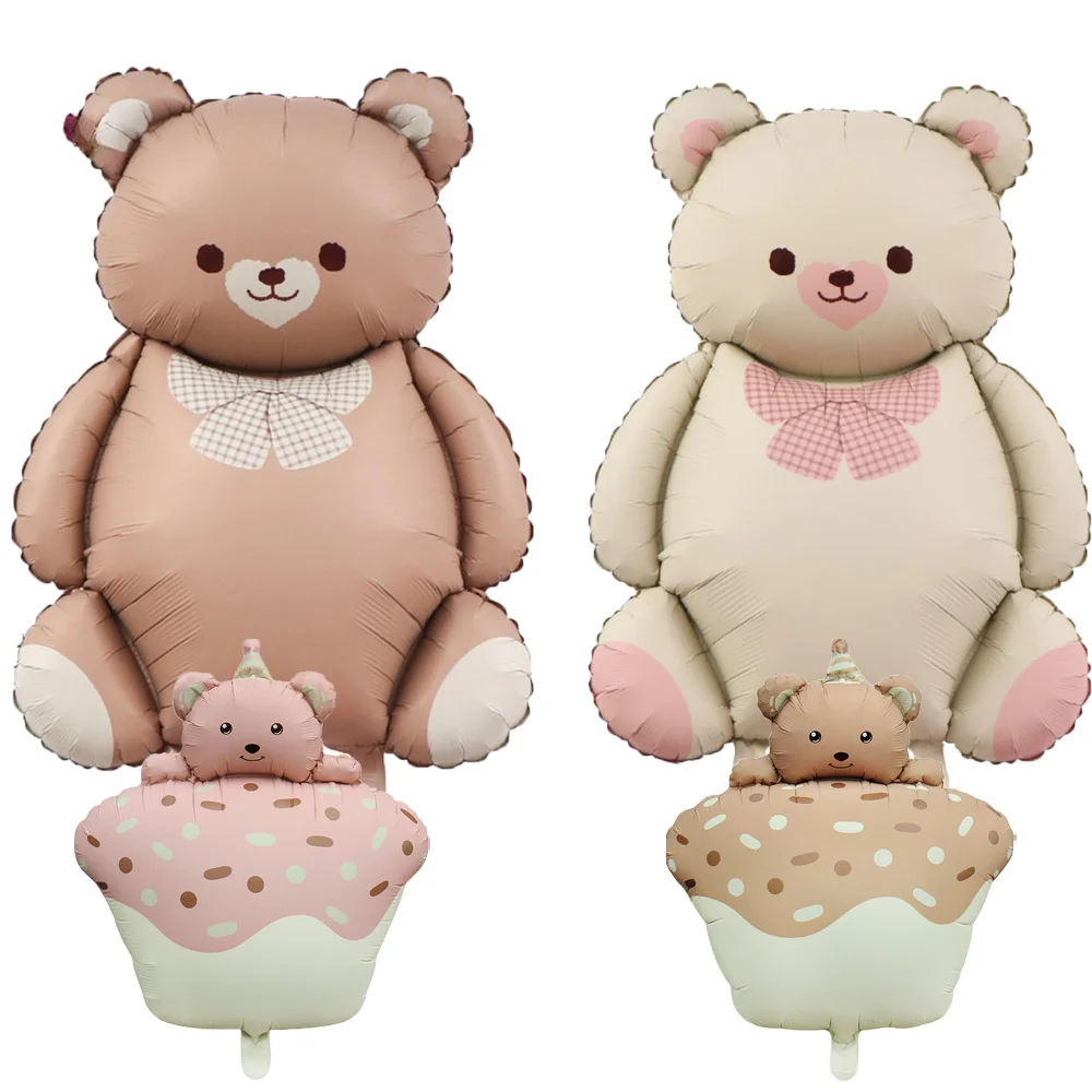 Надувной шар в виде кремового карамельного медведя для вечеринки честь первого