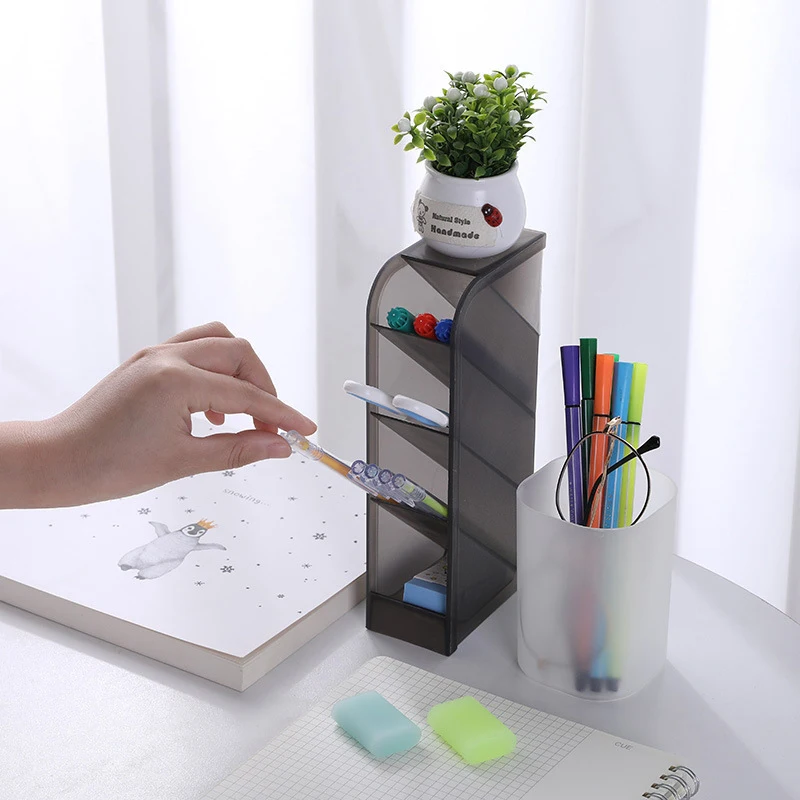

Настольный ящик для хранения канцелярских принадлежностей, 4-х уровневый многофункциональный ящик для хранения косметики, школьные и офисн...