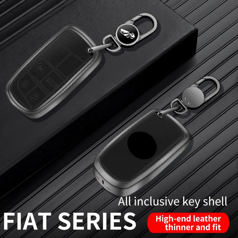 

Leather Car Key Case Cover for Fiat 500 Punto 2002 Full Protector Fiat Idea Panda Toro Hight-grade Keychain Accessories Shell