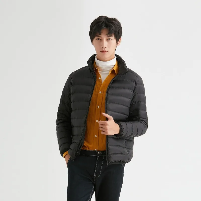 Мужская Зимняя Куртка Легкий Пуховик Повседневная Одежда С Воротником-стойкой
