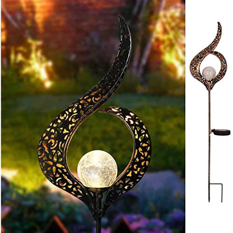 

Outdoor Solar Lights Garden Crackle Glass Globe Stake Lamps Waterproof LED Lighting for Garden Lawn Patio or Courtyard Hifi