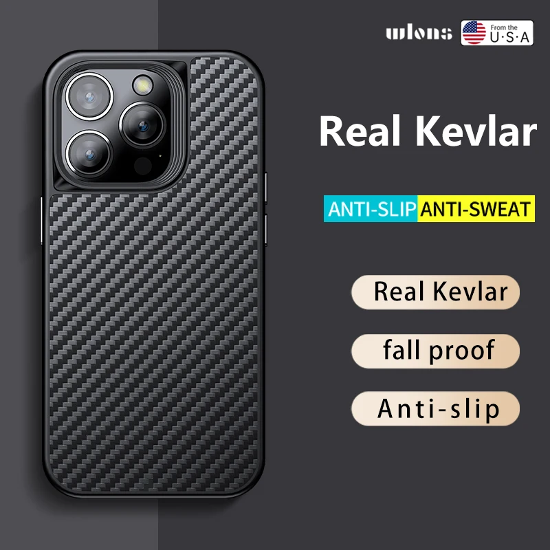 

Real Kevlar Aramid Fiber Phone Case For iPhone 14 Pro Max 14 Plus 13 Pro Max Magnetic Wireless Charging Case Shockproof Cover
