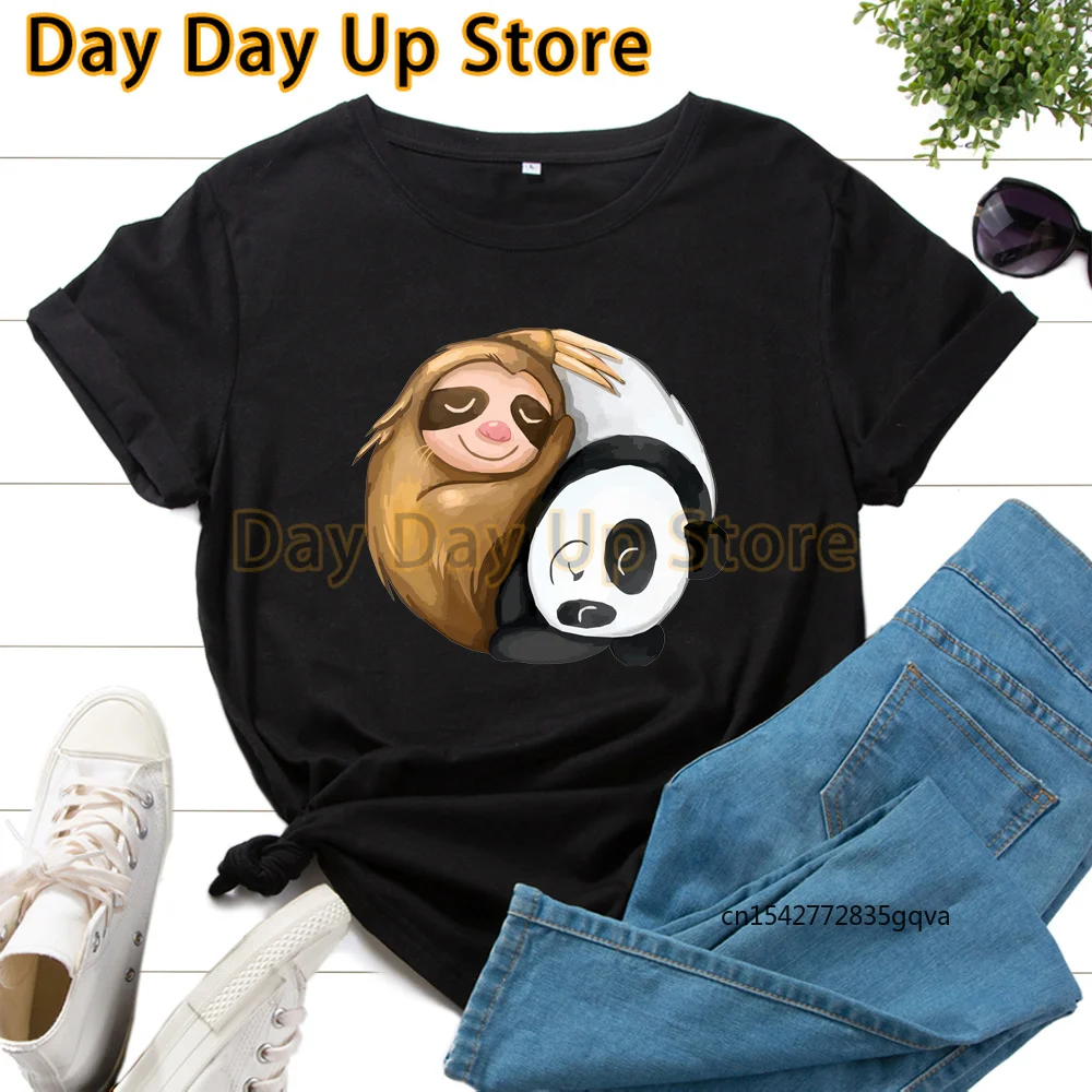 

Women's Graphic T-Shirts Printed Shirt Tee Short Sleeve Summer Tops Female Tees Clothes Sloth Panda Animal Lovers Zoo Top