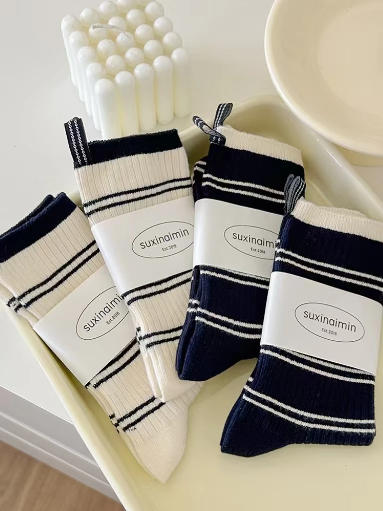 Носки женские длинные из чистого хлопка на весну и осень