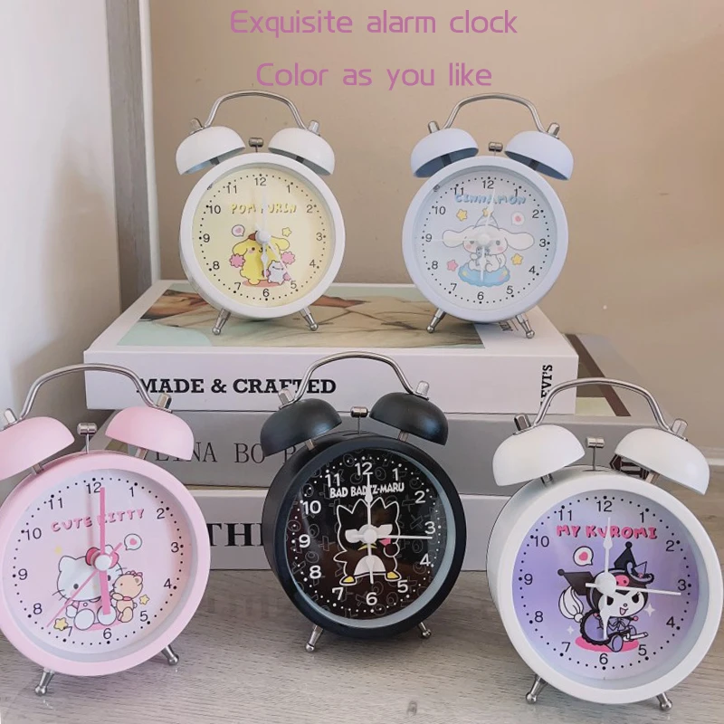 Sanrio Cinnamoroll Kuromi Bedside Alarm Clock Watch Decoration Hello Kitty Cute Creativity Mute The Bell Portable for Students
