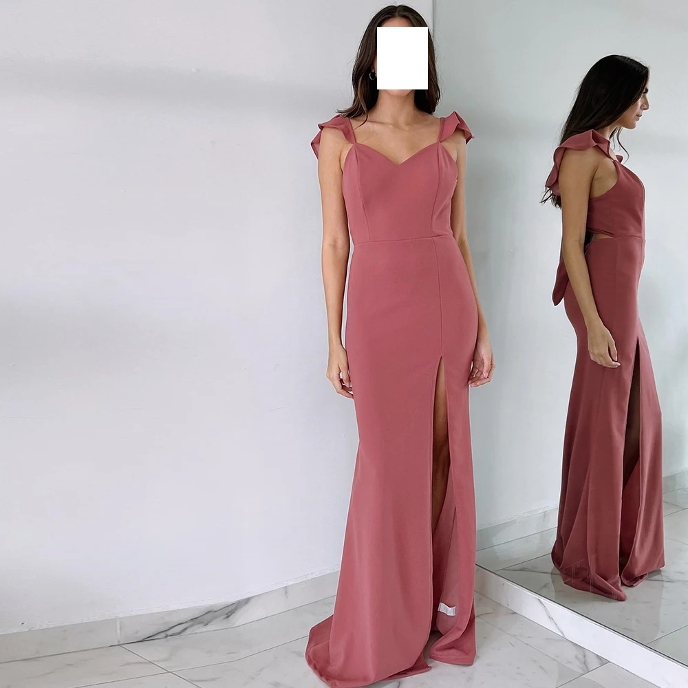 Деловое прямое платье в пол Трикотажное вечернее с V-образным вырезом