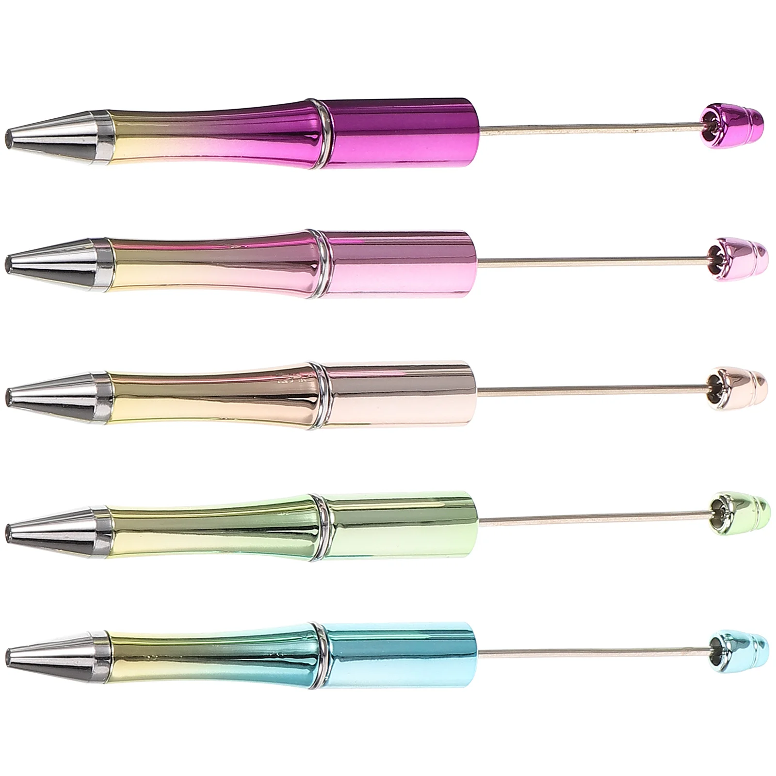 

5 Pcs Rose Gold Beads Household Adult Pen Ballpoint Pens Five Colors Beadable Plastic Fun Portable Office Kit