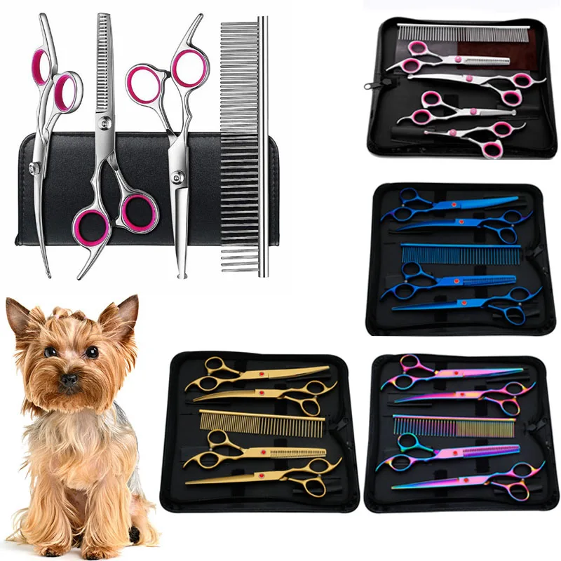 

Tools Suit Professional Scissors Pet Scissors For Dogs Grooming Dogs Barber Steel Cutting 5pcs/set Hairdresser Animal Stainless