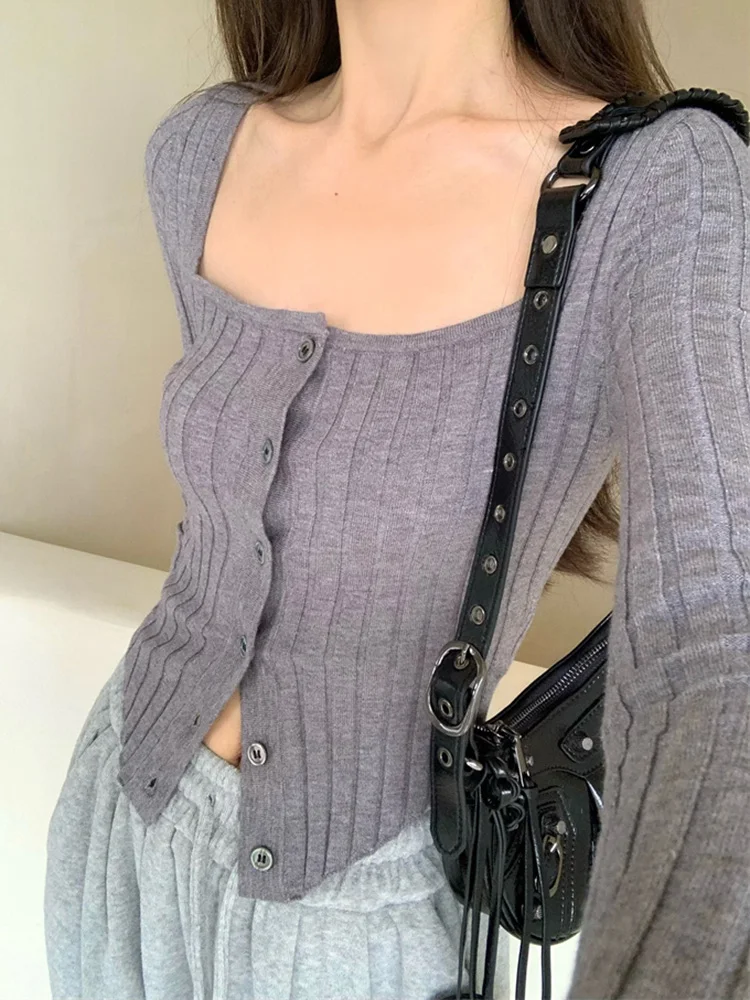 

Трикотажные кардиганы на пуговицах, Женская эстетичная зимняя кофта с длинным рукавом 2000s Y2K, одежда, корейская мода, пальто, 2022