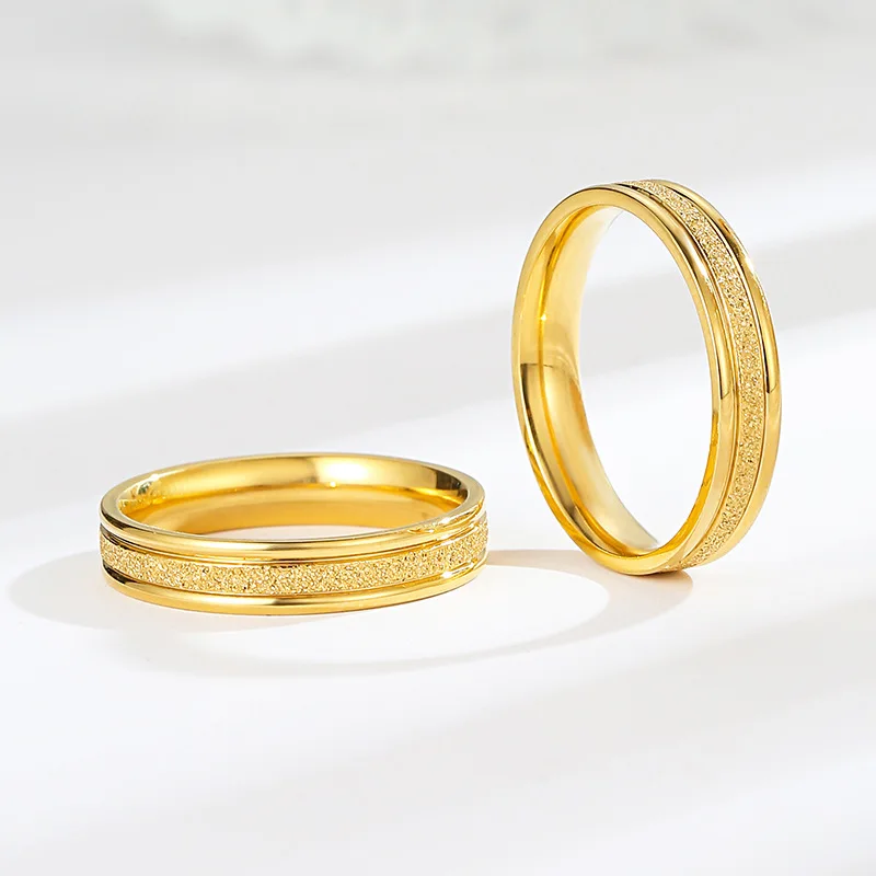 

Rose Gold Stainless Steel Frosted Curved Large Size Ring Steel Color Dainty Rings Simple Geometric Type Shiny Rings for Women