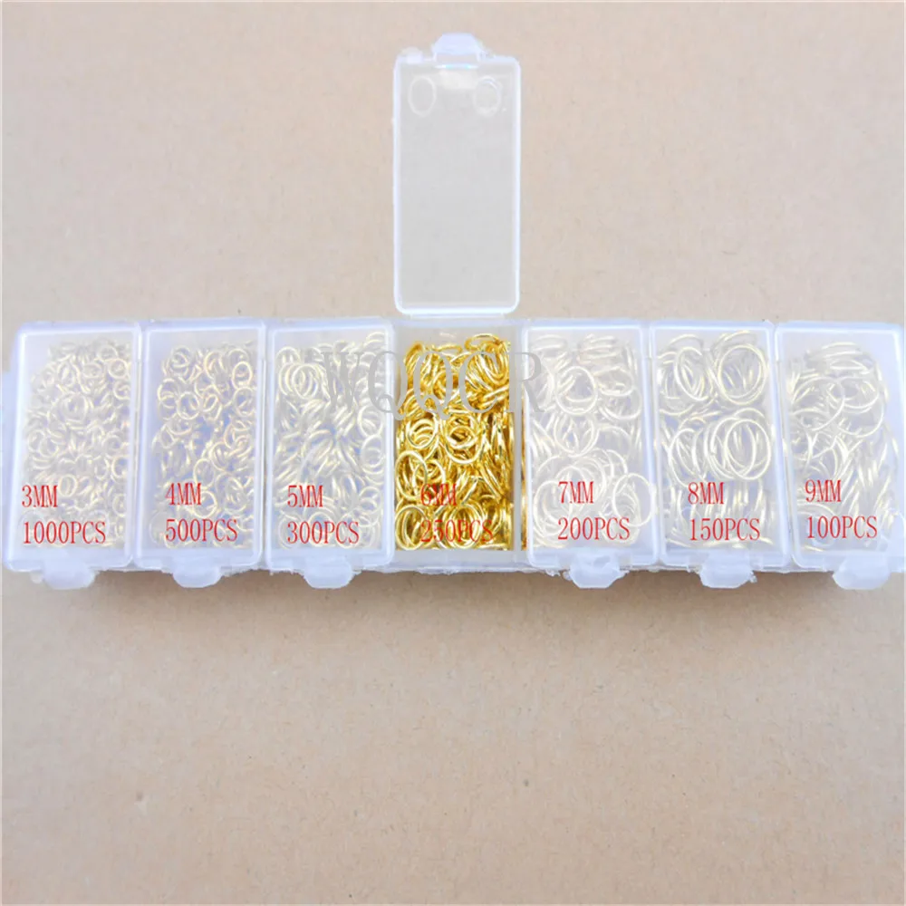 Открытые соединительные кольца из 18-каратного золота, разрезные кольца, звеньевая петля, фурнитура для изготовления ювелирных изделий своими руками, соединитель, 2500 шт./комплект, 3/4/5/6/7/8/9 мм