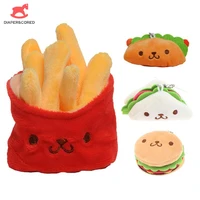 funny plush hamburger sandwich french fries toy stuffed fast food doll with kids toy birthday gifts soft plush pendant keychains